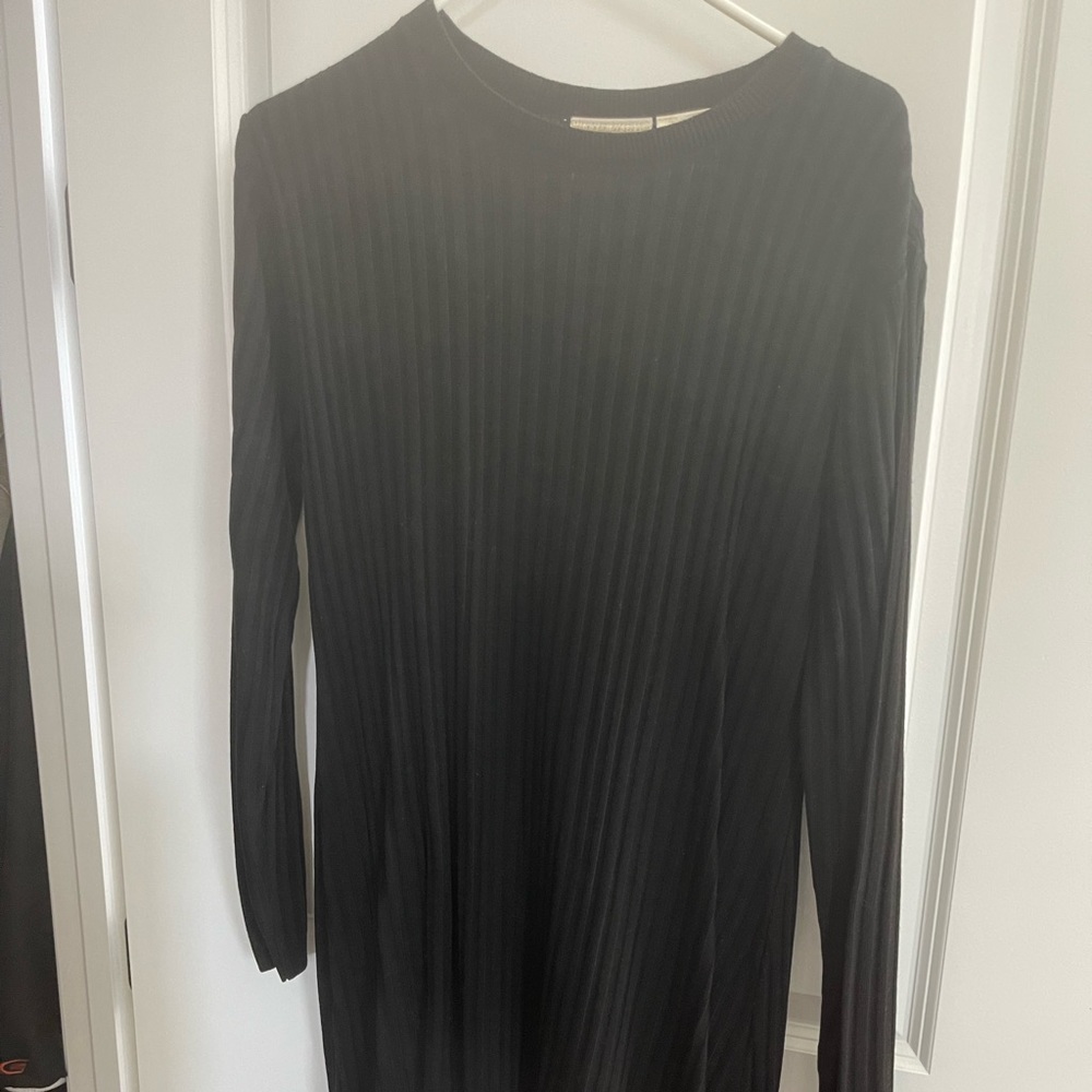 Size medium sweater dress with ruffle at length. Made by Coldwater Creek.